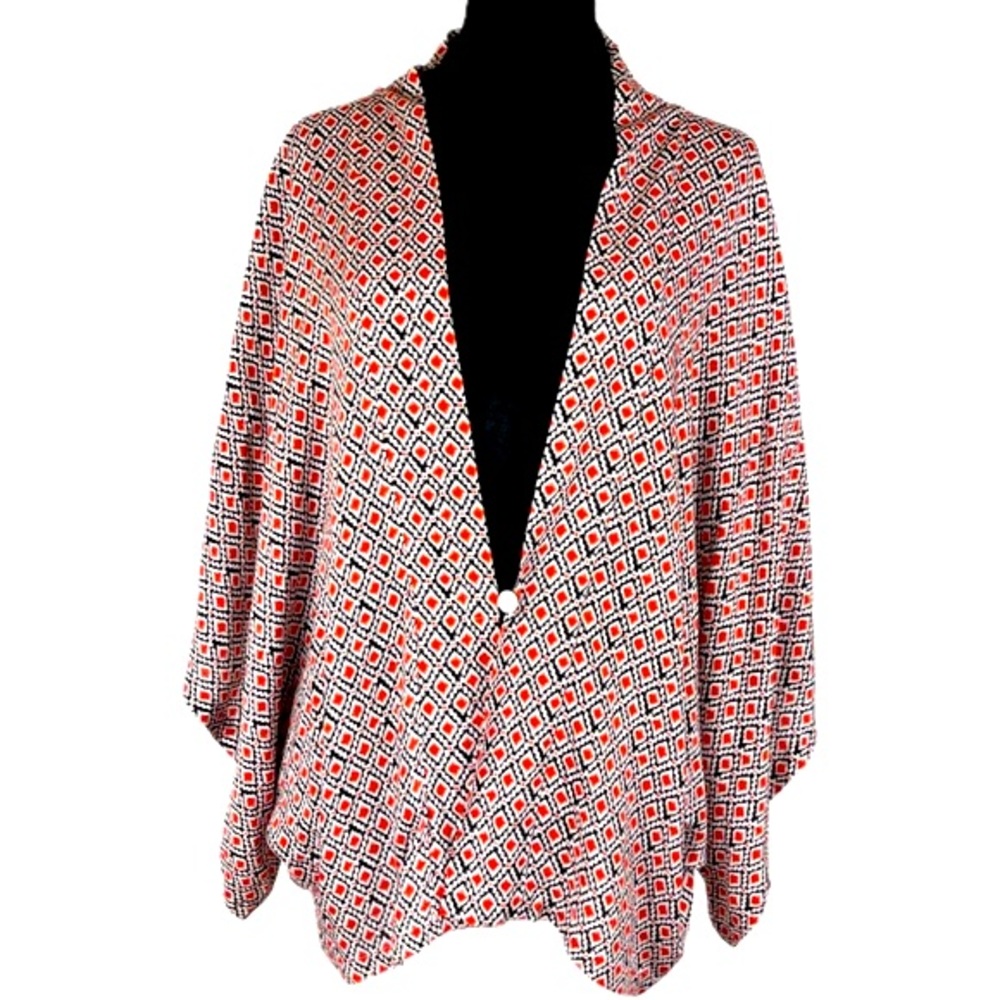 Umgee Cardigan Kimono Size S M Abstract Geometric Print Cotton Boho Lightweight
